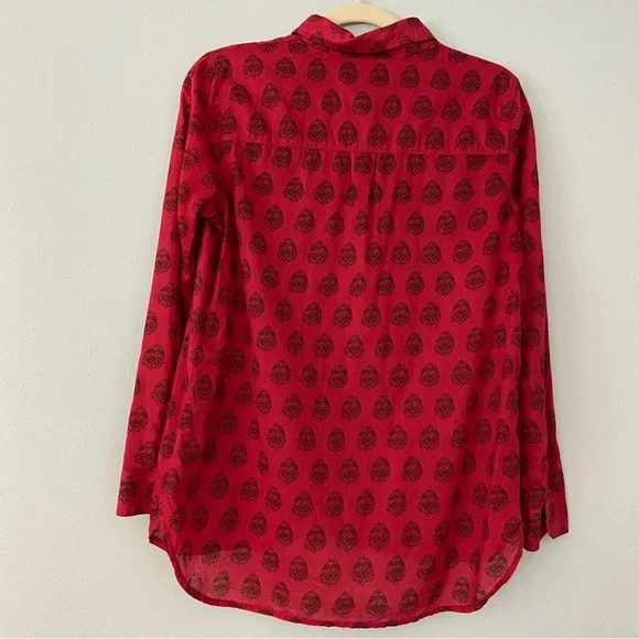 Madewell Ex-Boyfriend Red Leaf Paisley Button Down Shirt - Picture 3 of 10